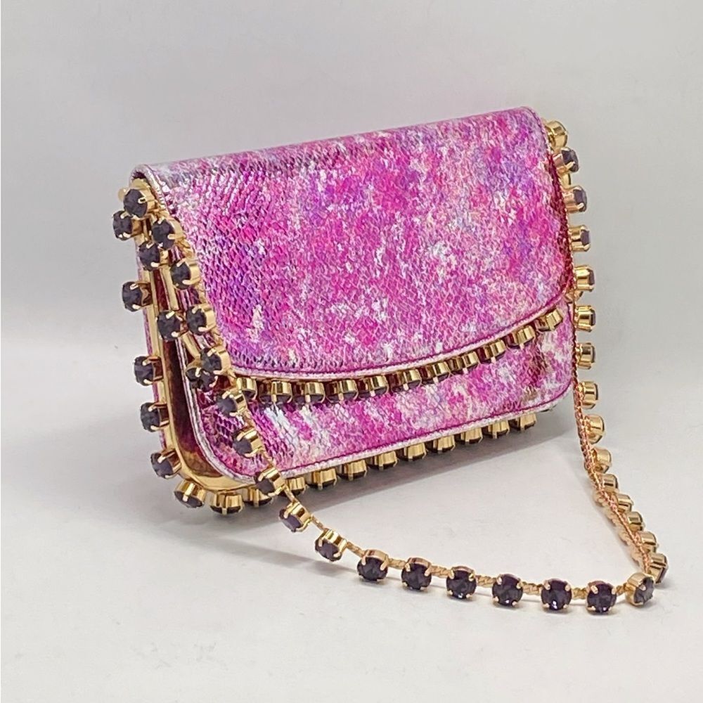 Aquazzura Mini Galactic Crystal Snake-Embossed Leather Shoulder Bag - Picture 2 of 10
